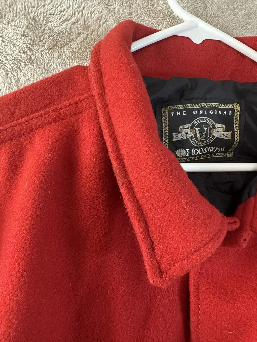 Vintage Holloway Varsity Jacket Mens XL Red Wool Mustangs Letterman P Patch